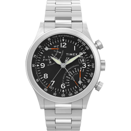 Timex Men's Watch - Waterbury Fly Back Chronograph Silver Steel Bracelet | TW2W47800 ,
