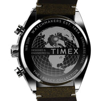 Timex Men's Watch - Legacy Chrono Silver and Black Dial Leather Strap | TW2W50100 ,
