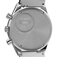 Timex Men's Watch - Q Timex Chrono Blue and White Dial Silver Bracelet | TW2W51600 ,