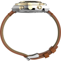 Timex Men's Watch - Marlin Chrono Gold tone and Black Dial Brown Strap | TW2W64400 ,