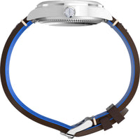 Timex Men's Watch - Waterbury Pan Am GMT Blue Dial Brown Leather Strap | TW2W97300 ,