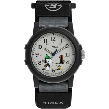 Timex Men's Watch - Expedition Peanuts Beagle Scout Black Fabric Strap | TW4B29100 ,