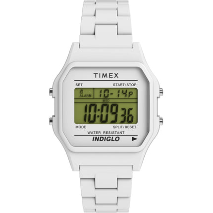Timex Unisex Watch - 80 Digital Dial White Plastic Case Resin Bracelet | TW2V20100 ,