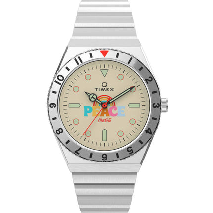 Timex Men's Watch - Q Quartz Cream Dial Stainless Steel Bracelet | TW2V25800 ,