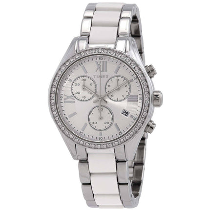 Timex Women's Watch - Classic Two Tone Silver Tone and White Bracelet | TW2V74700 ,