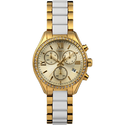 Timex Women's Watch - Classic Two Tone Yellow Gold and White Bracelet | TW2V74900 ,