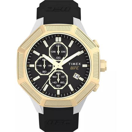 Timex Men's Watch - UFC King Chrono Gold Tone Bezel Black Dial Strap | TW2V87300 ,