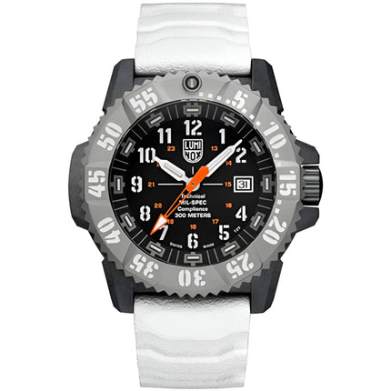 Luminox Men's Watch - Mil-Spec Quartz Black Dial White Rubber Strap | XL.3359.SET ,