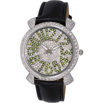 Adee Kaye Women's Watch - Flushy White and Silver Tone Dial Black Strap | AK2001-LGN ,