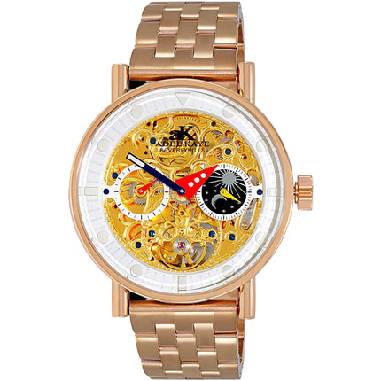 Adee Kaye Men's Watch - Galactic Skeleton Dial Rose Gold Bracelet | AK2266-40_RG ,