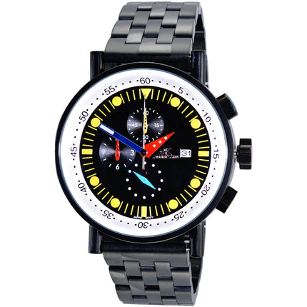 Adee Kaye Men's Watch - Mando-Mb Quartz Black and White Dial Bracelet | AK2268-60IPB ,