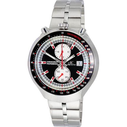 Adee Kaye Men's Watch - Muscle Quartz Black and White Dial Bracelet | AK5662-MBK ,