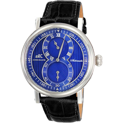 Adee Kaye Men's Watch - Mondo Automatic Blue Dial Black Leather Strap | AK5665-MBU ,