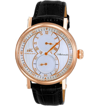 Adee Kaye Men's Watch - Mondo Automatic Silver Dial Leather Strap | AK5665-MRGSV ,