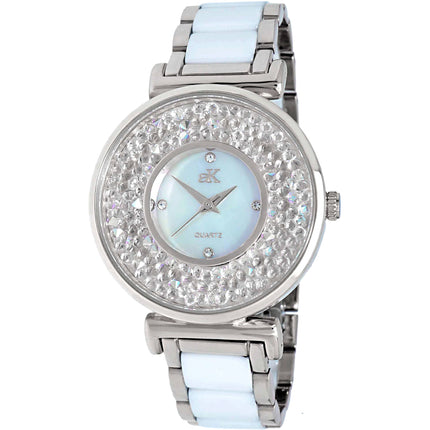 Adee Kaye Women's Watch - Pisa Quartz Silver and White Mop Dial Bracelet | AK8660 ,