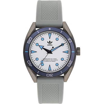 Adidas Men's Watch - Originals Quartz Silver Tone Dial Gray Rubber Strap | AOFH22003 ,