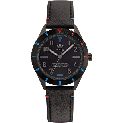 Adidas Men's Watch - Originals Quartz Black Dial Genuine Leather Strap | AOFH22506 ,