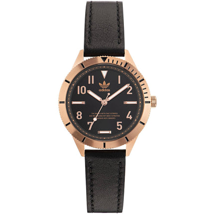 Adidas Men's Watch - Originals Quartz Rose Gold Case Black Leather Strap | AOFH22507 ,