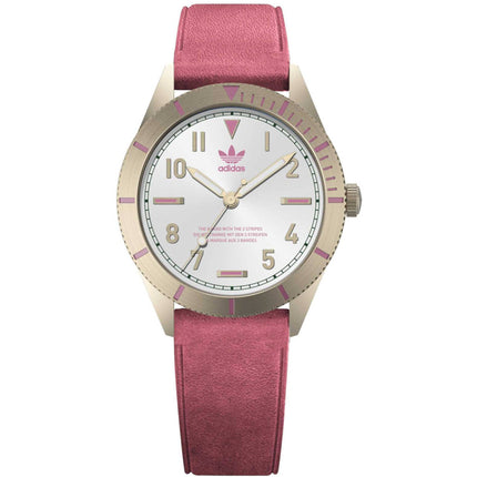 Adidas Women's Watch - Originals Silver Tone Dial Pink Leather Strap | AOFH22509 ,