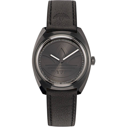 Adidas Men's Watch - Originals Quartz Black Dial Genuine Leather Strap | AOFH22514 ,
