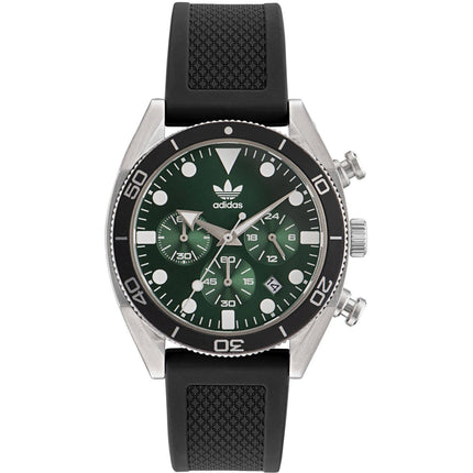 Adidas Men's Watch - Originals Chronometer Green Dial Black Rubber Strap | AOFH23005 ,