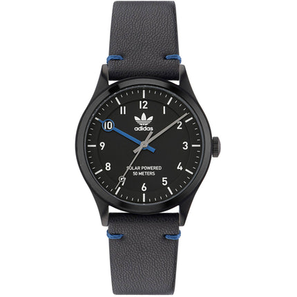 Adidas Men's Watch - Originals Solar Powered Black Genuine Leather Strap | AOST23046 ,