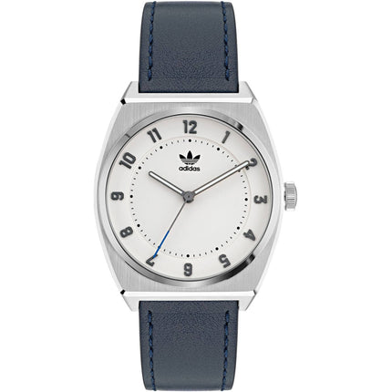 Adidas Men's Watch - Originals Quartz White Dial Navy Blue Leather Strap | AOSY22030 ,