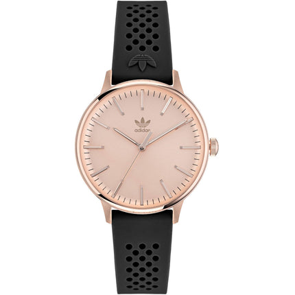 Adidas Women's Watch - Originals Quartz Rose Gold Tone Dial Black Strap | AOSY22070 ,