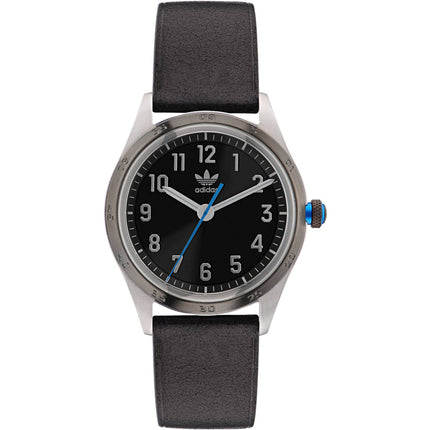 Adidas Men's Watch - Originals Silver Case Black Genuine Leather Strap | AOSY22528 ,