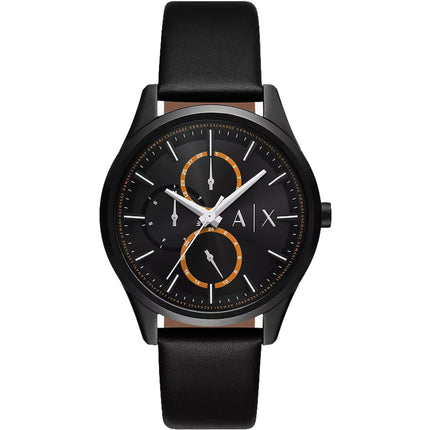 Armani Exchange Men's Watch - Dante Quartz Black Steel Case Leather Strap | AX1886 ,
