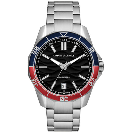 Armani Exchange Men's Watch - Classic Quartz Black Dial Silver Bracelet | AX1955 ,