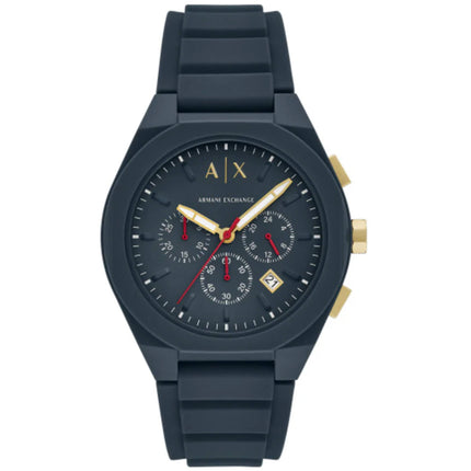 Armani Exchange Men's Watch - Rafael Quartz Blue Dial Silicone Rubber Strap | AX4168 ,