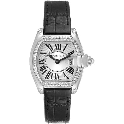 Cartier Women's Watch - Roadster Quartz Silver Dial Black Leather Strap | WE500260 ,