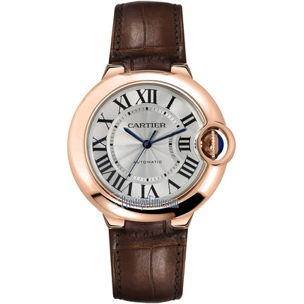 Cartier Men's Watch - Ballon Bleu de Cartier Silver Dial Leather Strap | WGBB0009 ,