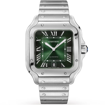 Cartier Men's Watch - Santos de Cartier Automatic Green Dial Bracelet | WSSA0062 ,
