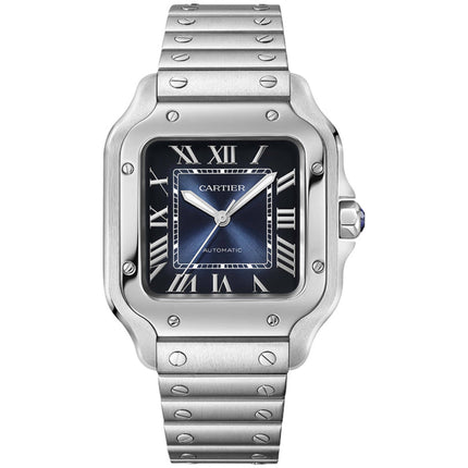 Cartier Men's Watch - Santos de Cartier Blue Dial Silver Steel Bracelet | WSSA0063 ,
