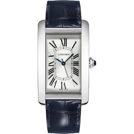 Cartier Men's Watch - Tank Américaine Automatic Silver Dial Blue Strap | WSTA0018 ,