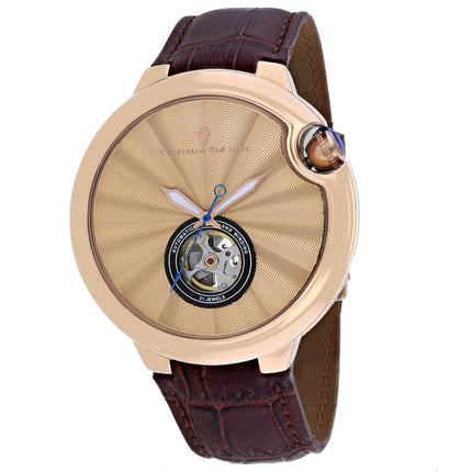 Christian Van Sant Men's Watch - Cyclone Automatic Black Dial Leather Strap | CV0148 ,