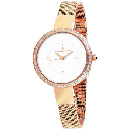 Christian Van Sant Women's Watch - Reign Silver Dial Rose Gold Bracelet | CV0221 ,