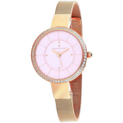 Christian Van Sant Women's Watch - Reign Quartz Pink Dial Rose Gold Steel | CV0223 ,