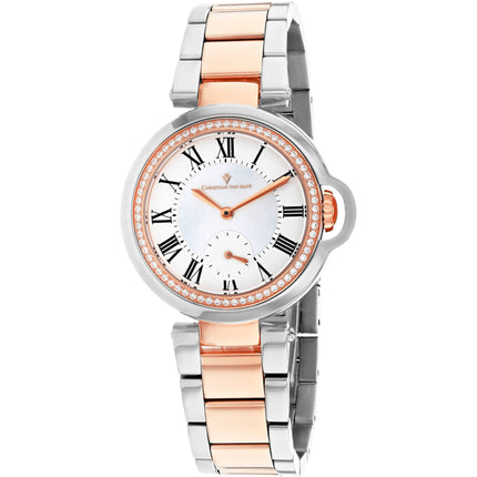 Christian Van Sant Women's Watch - Cybele White Mop Dial Two Tone Bracelet | CV0234 ,