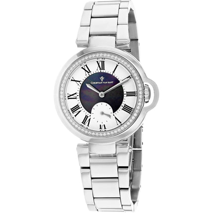 Christian Van Sant Women's Watch - Cybele Black Mop Dial Silver Bracelet | CV0236 ,