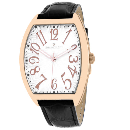 Christian Van Sant Men's Watch - Royalty II Quartz White Dial Leather Strap | CV0378 ,