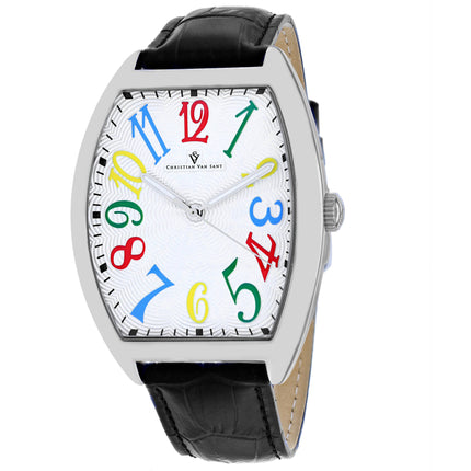 Christian Van Sant Men's Watch - Royalty II Quartz White Dial Leather Strap | CV0379 ,