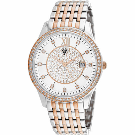 Christian Van Sant Women's Watch - Carla Quartz White Dial Two Tone Steel | CV0482 ,