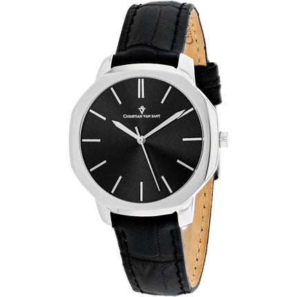 Christian Van Sant Women's Watch - Octave Slim Quartz Black Dial Strap | CV0500 ,