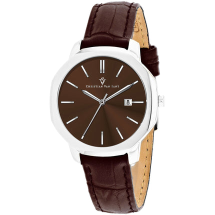 Christian Van Sant Women's Watch - Octave Slim Quartz Brown Dial Strap | CV0506 ,