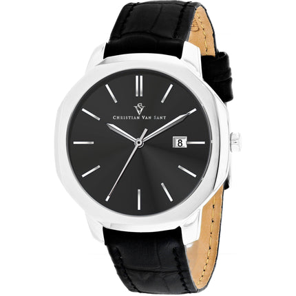 Christian Van Sant Men's Watch - Octavius Slim Quartz Black Dial Strap | CV0530 ,