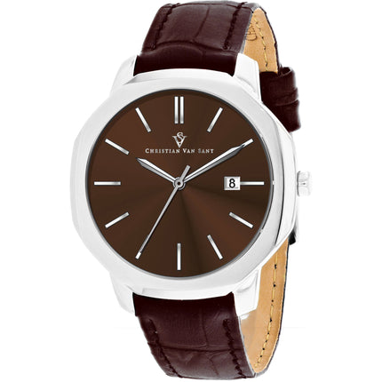 Christian Van Sant Men's Watch - Octavius Slim Quartz Brown Dial Strap | CV0536 ,