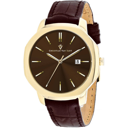 Christian Van Sant Men's Watch - Octavius Slim Quartz Brown Dial Strap | CV0537 ,